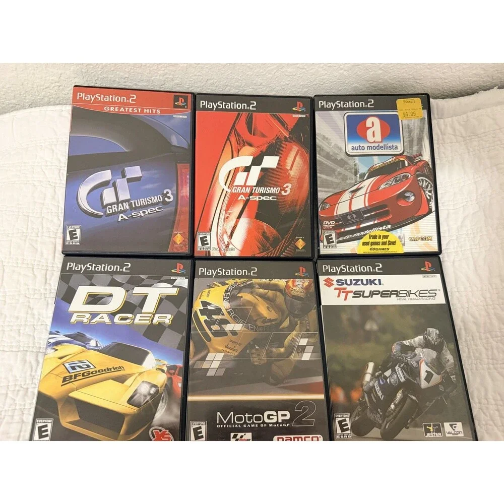 Playstation 2 lot of 6 games Gran Turismo, DT Racer, Suzuki, Moto GP, Auto